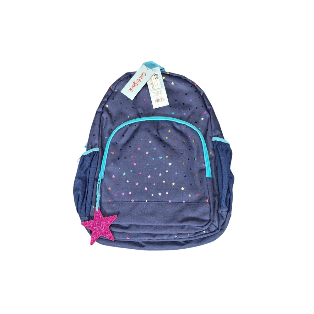 Cat & Jack Kids 16.5 Inch Novelty Backpack Navy Blue Rainbow Metallic Stars NWT